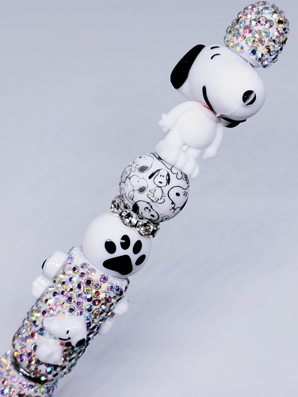 Handmade Rhinestone 3D Snoopy Beaded Silicone Focal Bead Pen